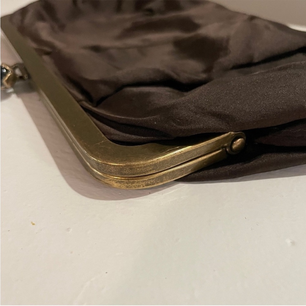 Vintage J.Crew Satin Kiss-Lock Evening Clutch w Mirror - Picture 10 of 12